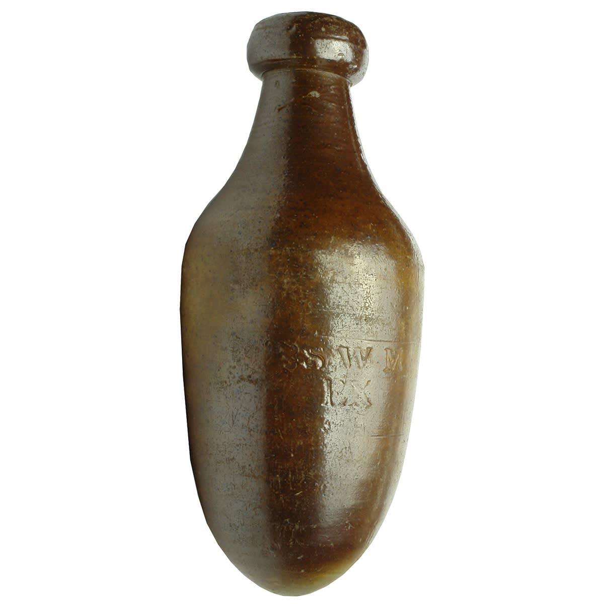 Stoneware Torpedo. B S W M, EX. Impressed. Egg Soda.