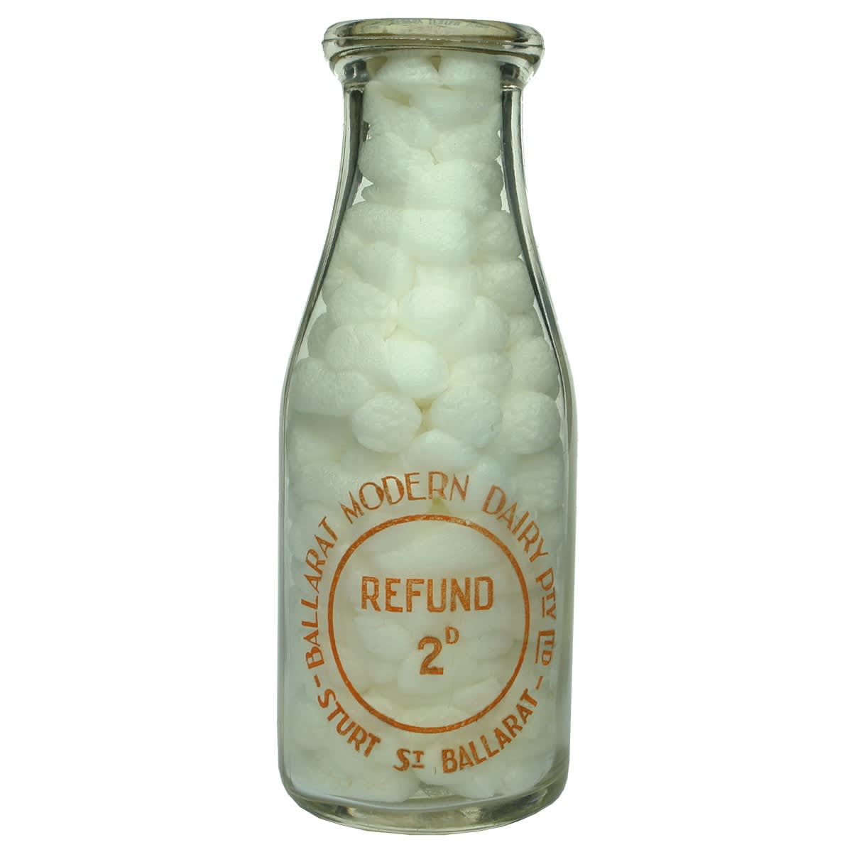Ceramic Label Milk. Ballarat Modern Dairy Pty Ltd, Sturt St., Ballarat. 1 Pint. (Victoria)