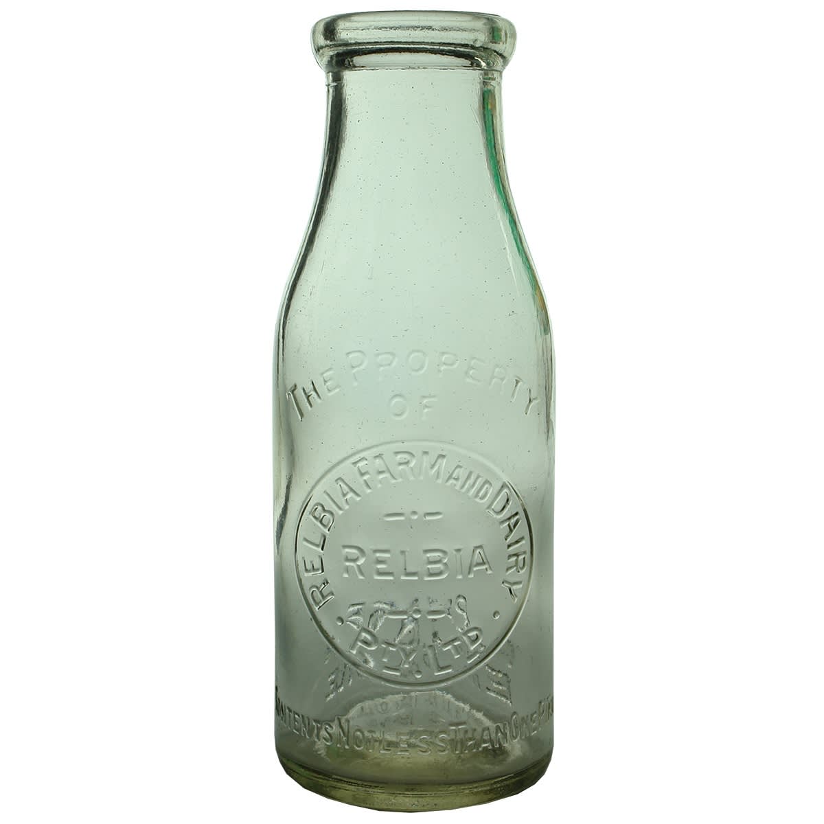 Milk. Relbia Farm and Dairy. Wad lip. Clear. 1 Pint. (Tasmania)