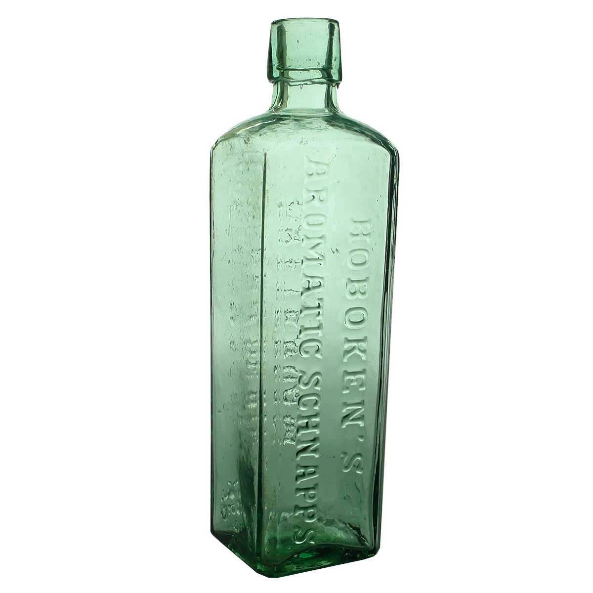 Schnapps. Hoboken's Aromatic. Hoboken de Bie & Co., Rotterdam. Aqua. 13 oz.