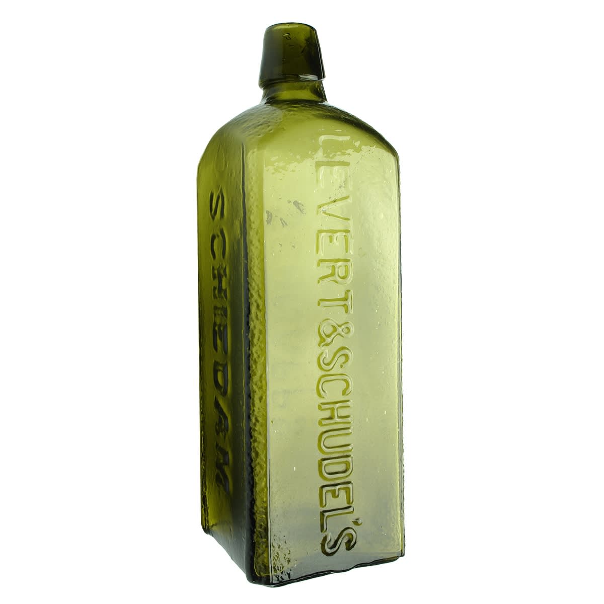 Schnapps. Levert & Schudel's Schiedam Aromatic. Olive Green. 26 oz.