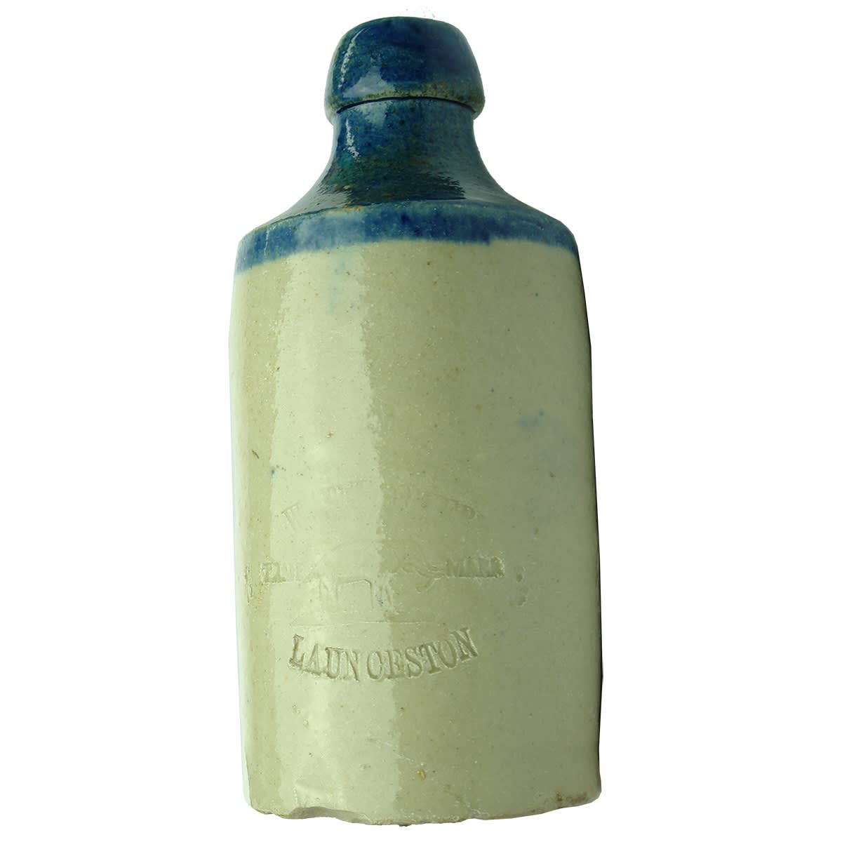 Ginger Beer. W. I. Thrower, Launceston. Elephant. Impressed Mid Body. Blue Top. (Tasmania)