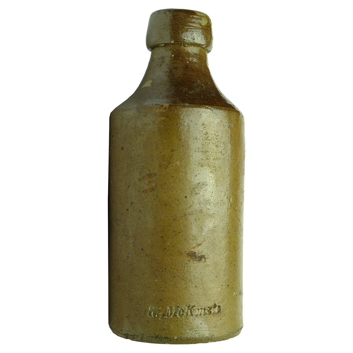 Ginger Beer. R. McKenzie. Impressed. Salt Glaze. (Campbell's Pottery, Launceston, Tasmania)