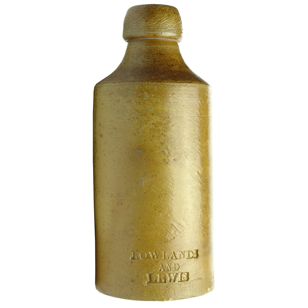 Ginger Beer. Rowlands and Lewis. (Ballarat). "and" in stamp. Impressed. Salt Glaze. (Victoria)