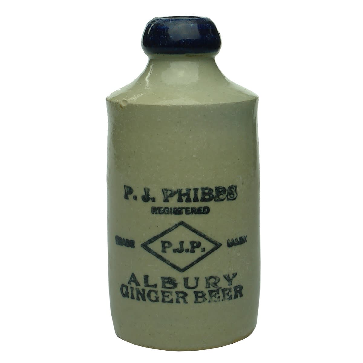 Ginger Beer. P. J. Phibbs, Albury. Blue Lip. Dump. High Shoulder. (New South Wales)