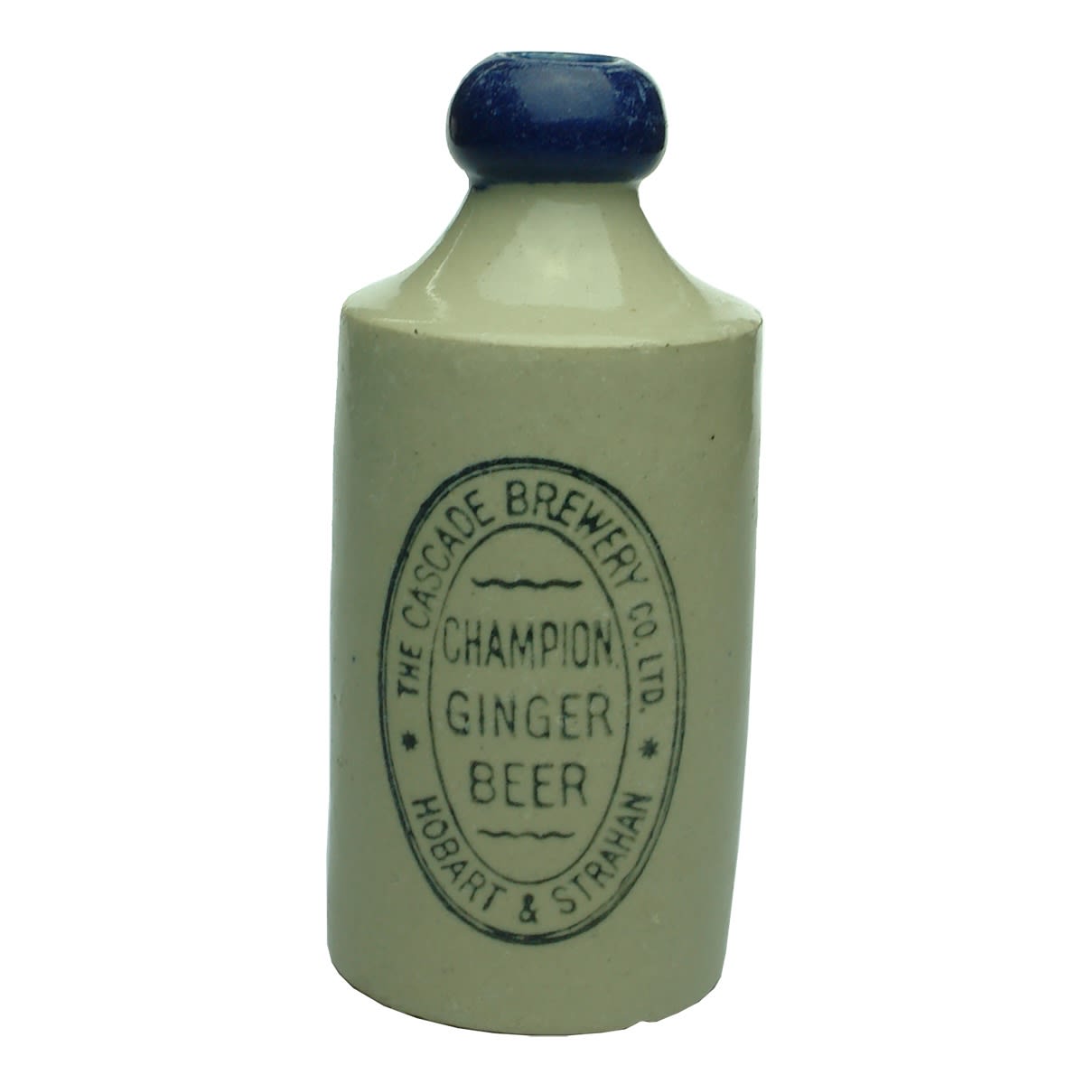 Ginger Beer. The Cascade Brewery Co Ltd, Hobart & Strahan. Dump. Blue Lip. 10 oz. Bendigo Pottery (Tasmania)