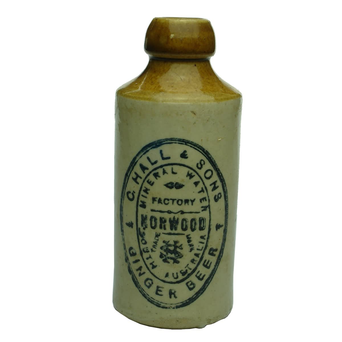 Ginger Beer. G. Hall & Sons, Norwood. Small print in Stamp. (South Australia)