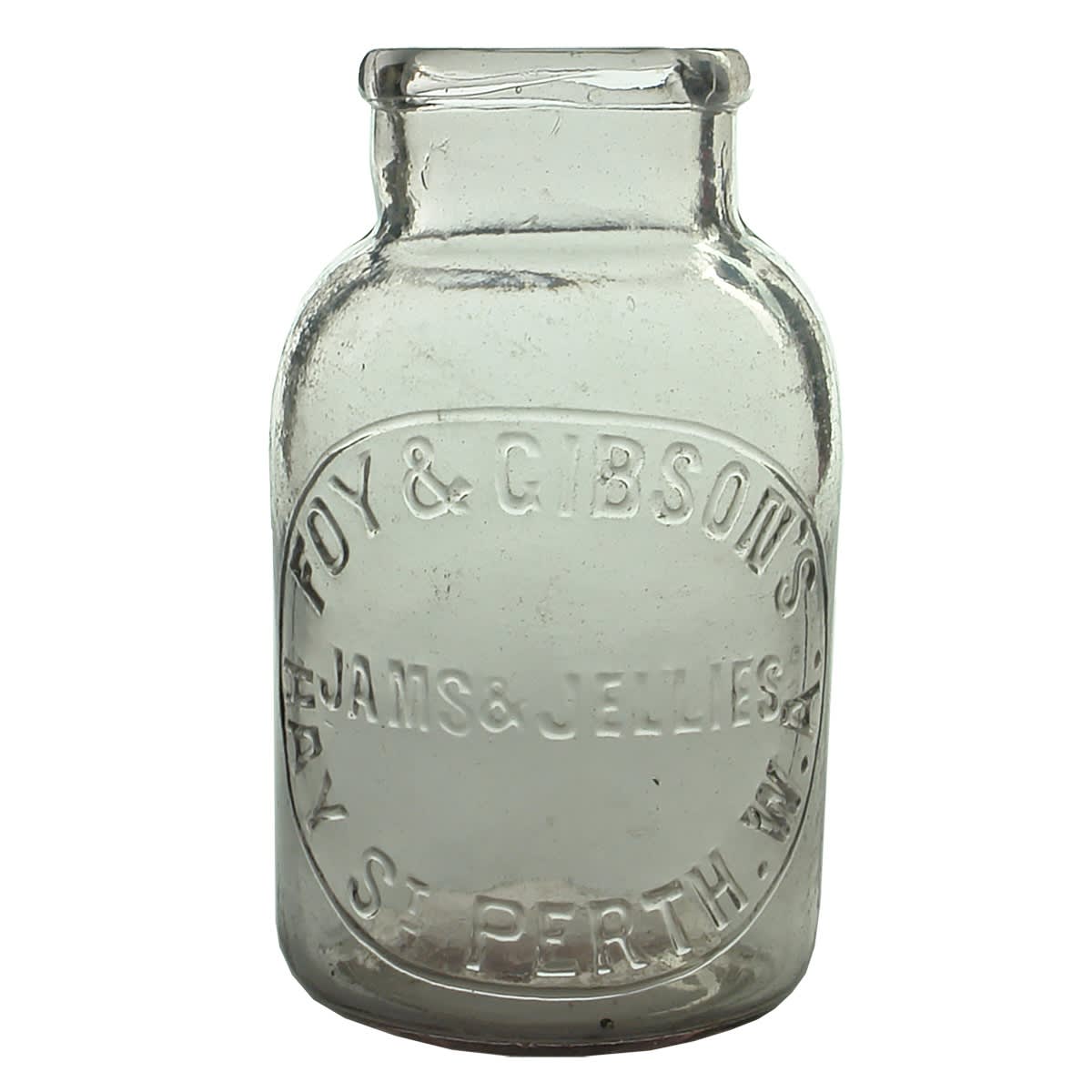 Jam Jar. Foy & Gibson's, Jams & Jellies, Hay St., Perth. Amethyst. 2 Pound. (Western Australia)