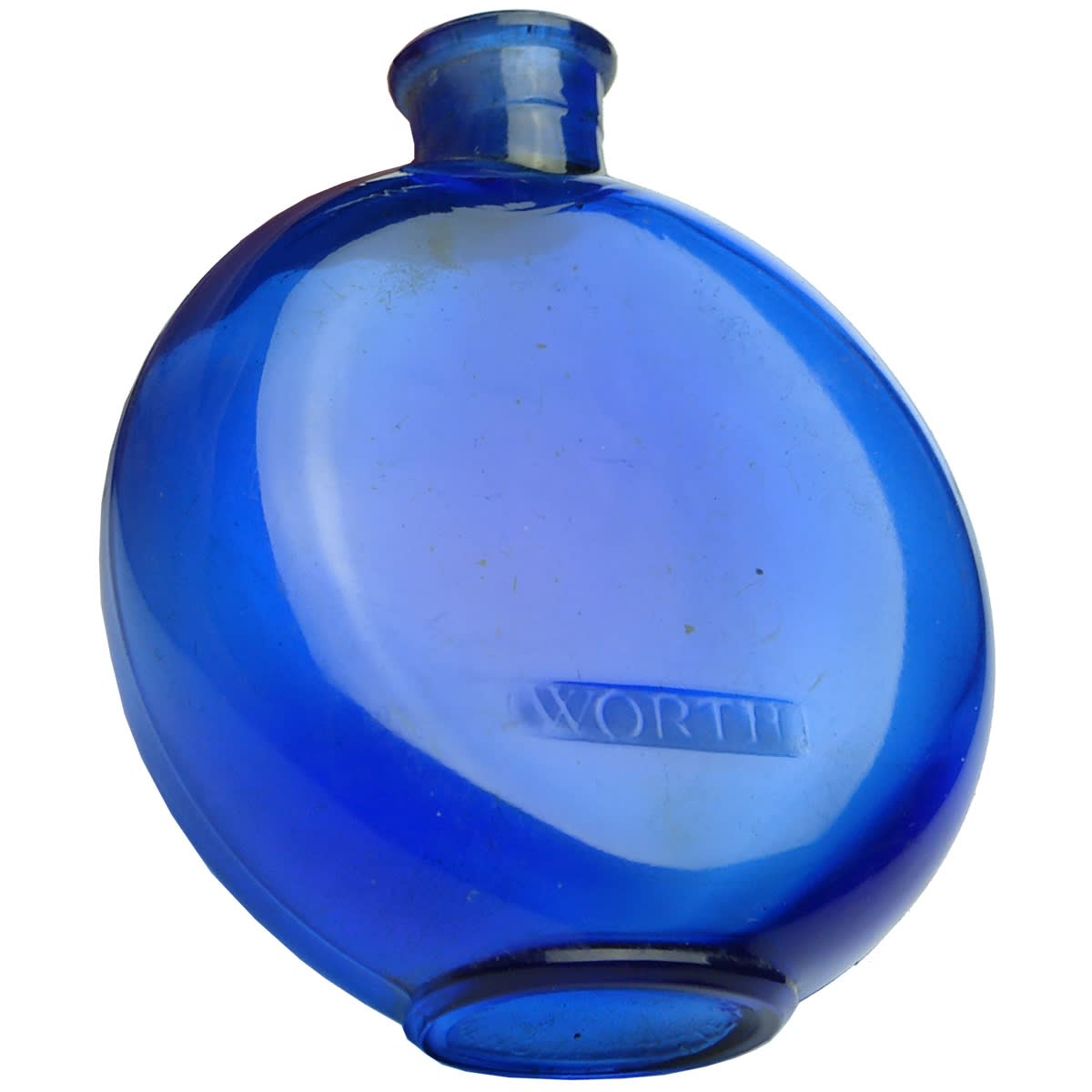 Perfume. WORTH. R. Lalique French Bottle. Cobalt. (France)