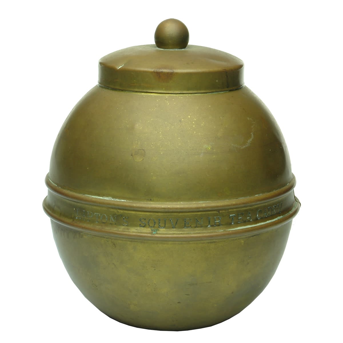 Brass tea caddy. British Empire exhibition 1924. Liptons Souvenir Tea Caddy.