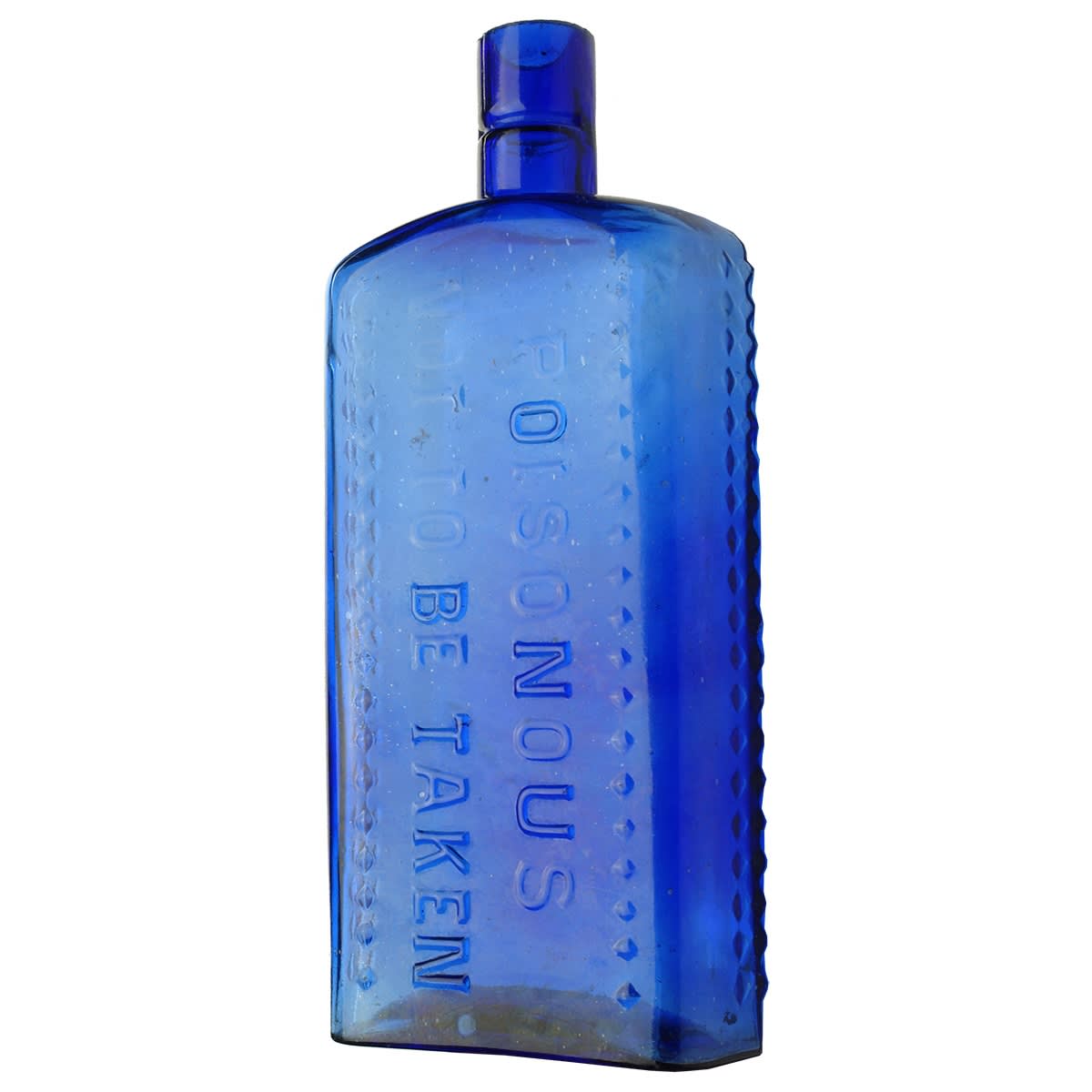 Poison. Poisonous, Not to be Taken. Rd No 590540. 16 oz. 202 mm. Mid to Cobalt Blue. Ground lip.