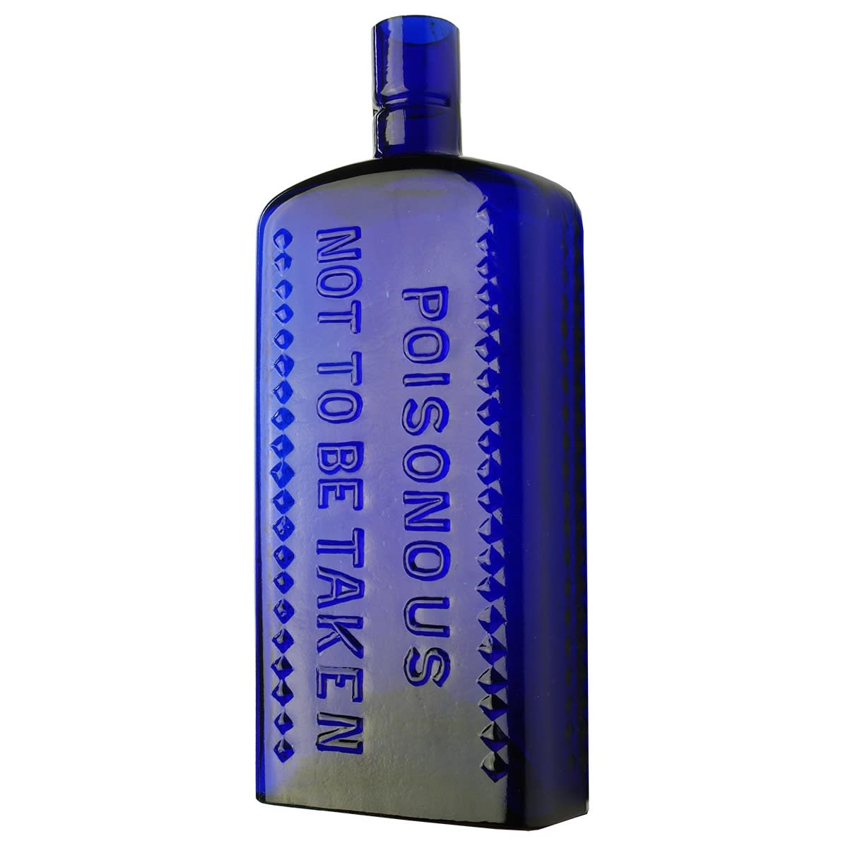 Poison. Poisonous, Not to be Taken. Rd No 590540. 20 oz. 215 mm. Cobalt Blue. Ground lip.