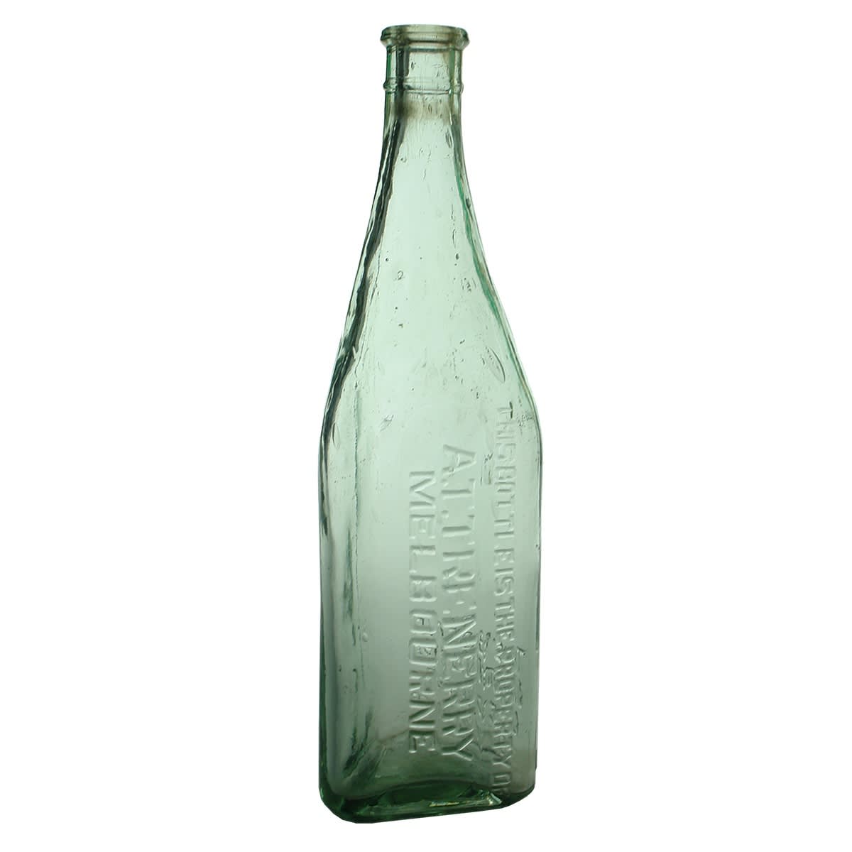 Methylated Spirits. A. T. Trenerry, Melbourne. Applied top. Aqua. 26 oz. (Victoria)