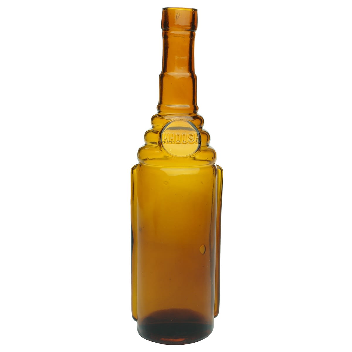 Bitters. Khoosh. Amber. Embossed in circle on shoulder and Registered number to base. 7 oz or so.