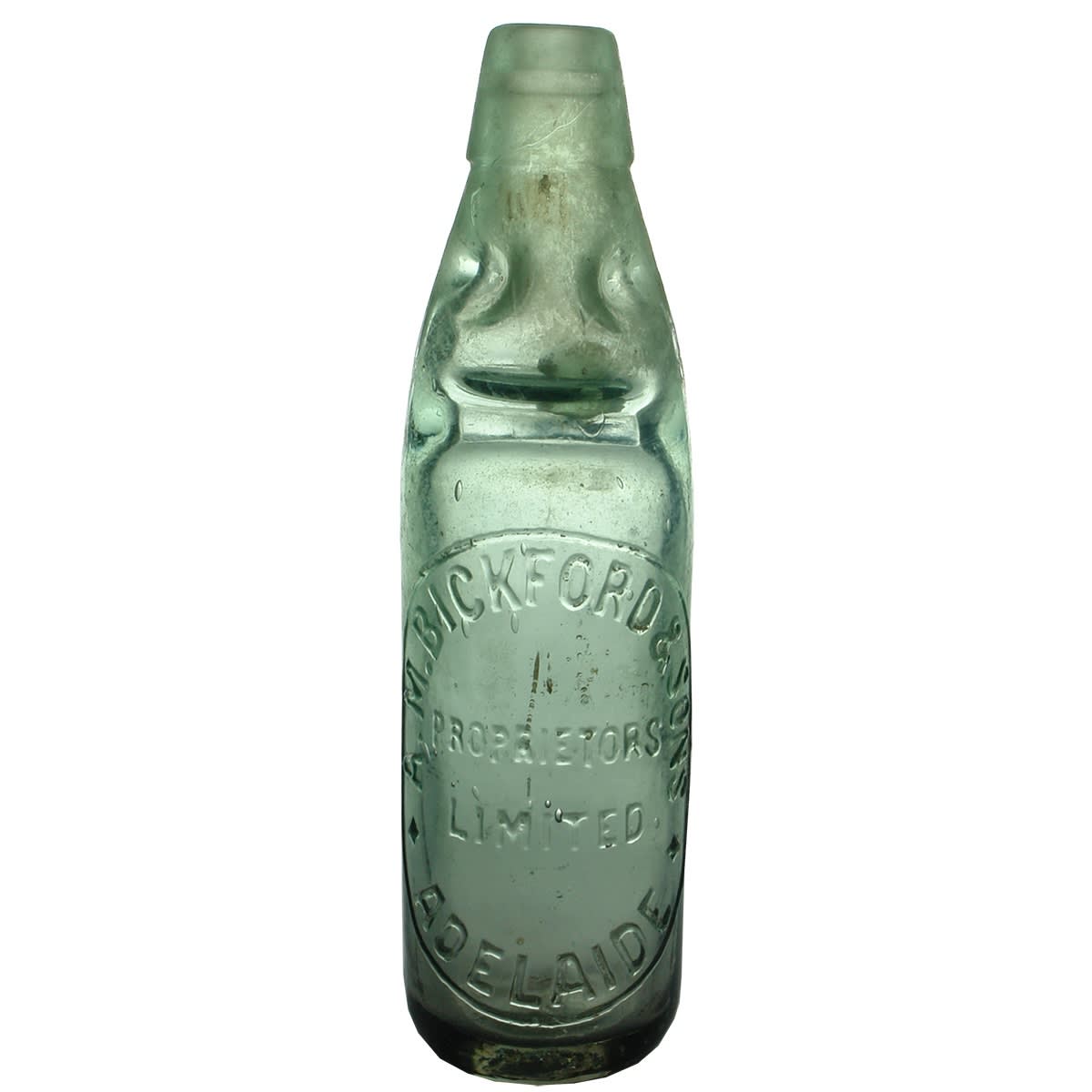 Codd. A. M. Bickford & Sons, Adelaide. Dobson. Aqua. 10 oz. (South Australia)