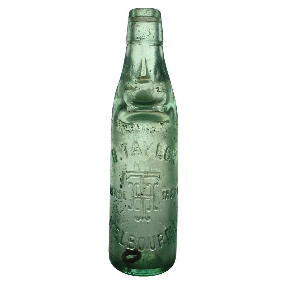 Codd. H. Taylor, Zinola, Melbourne. Three Triangle Dimples. Aqua. 10 oz. (Victoria)
