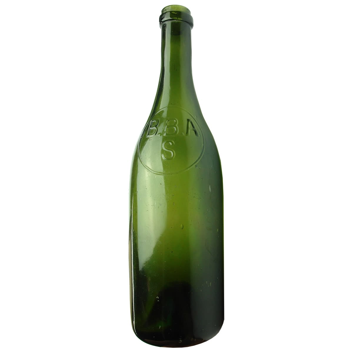 Beer.  B. B. A. S.  Ring Seal.  Green.  26 oz. (Bryant Brewery, Stawell or possibly Brewers Bottle Assocation, Sydney?)