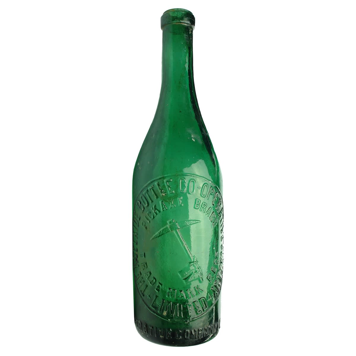 Beer. The Adelaide Bottle Co-operative Company, Pickaxe Brand. Ring Seal. Lovely Forest Green. 26 oz. (South Australia)