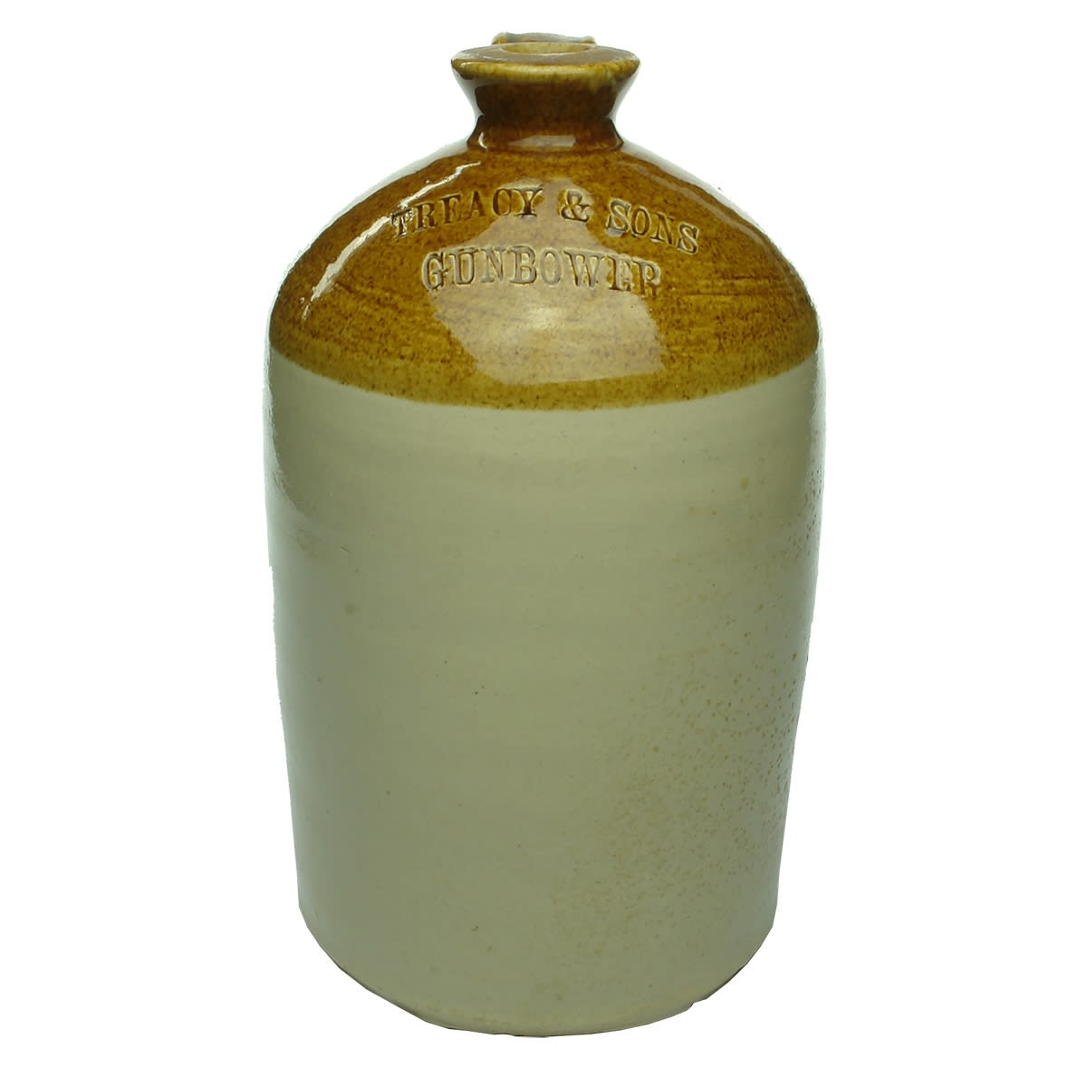 Demijohn. Treacy & Sons, Gunbower. Impressed. 1 Gallon. (Victoria)