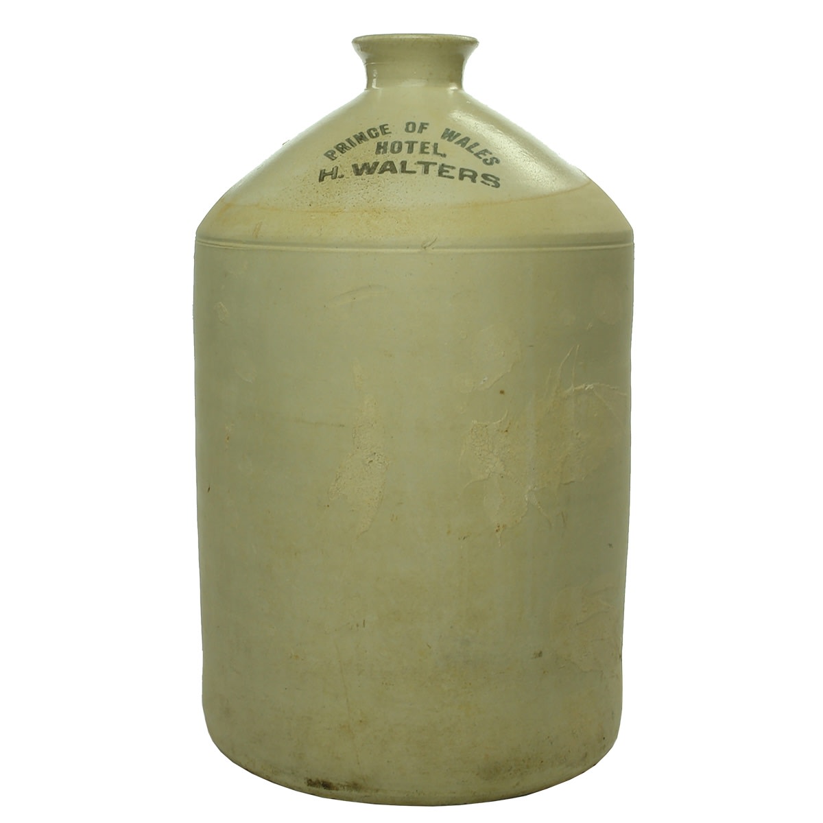 Demijohn. Prince of Wales Hotel, H. Walters. All White. 2 Gallon. 371 mm. (Sydney, New South Wales)