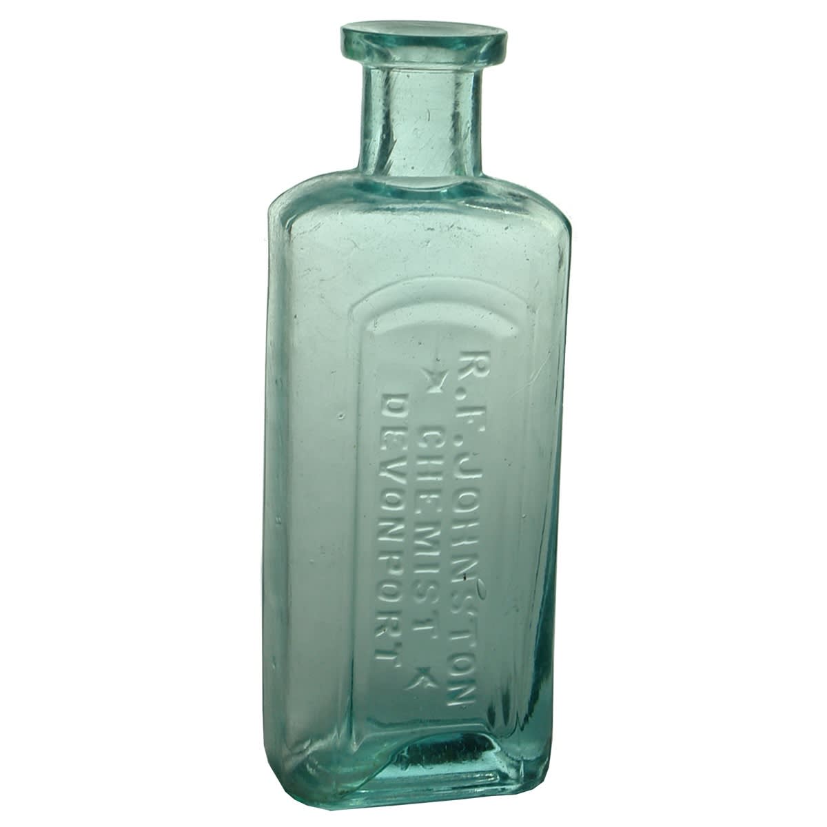 Chemist. R. F. Johnston, Devonport. Aqua. 3 oz. (Tasmania)