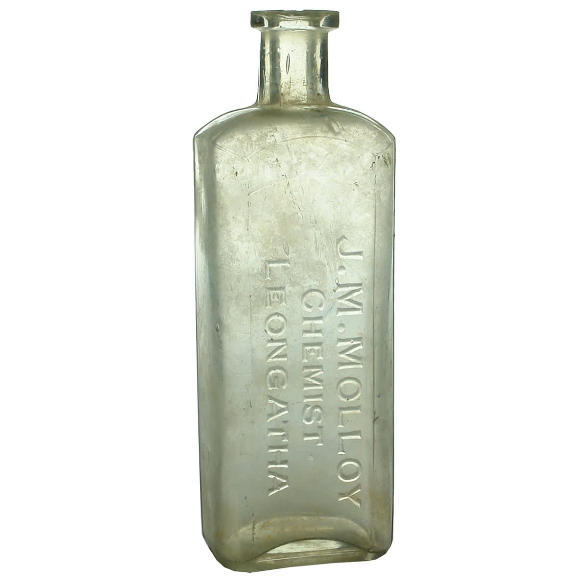 Chemist. J. M. Molloy, Leongatha. 10 oz. Clear. 186 mm. (Victoria)