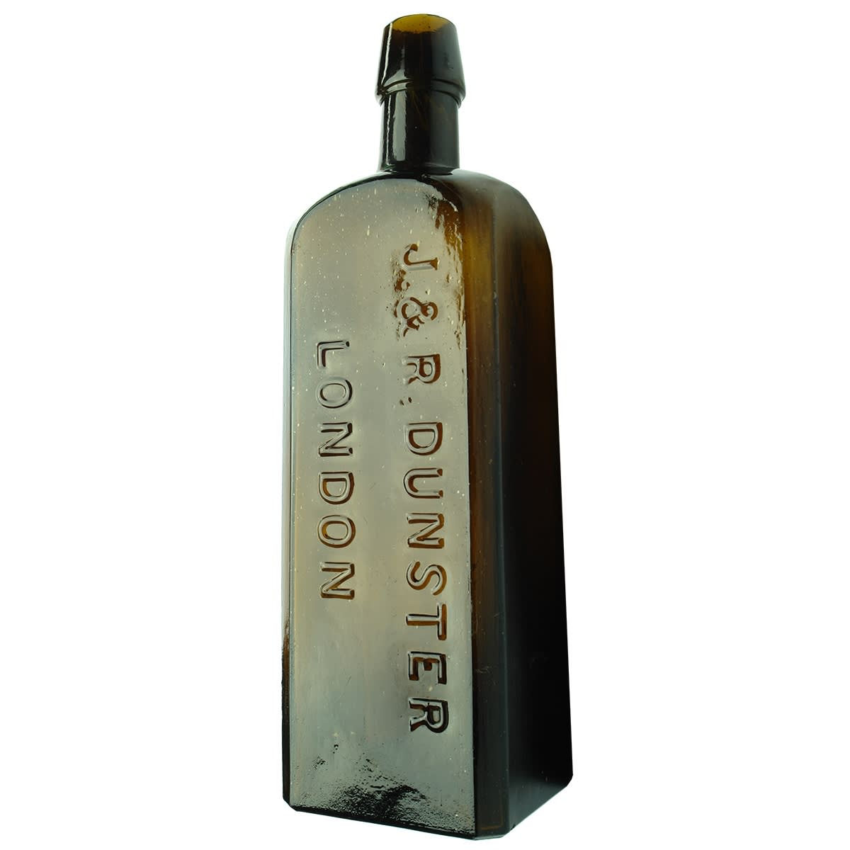 Gin. J. & R. Dunster, London. Amber. 26 oz. (Massachusetts, United States)