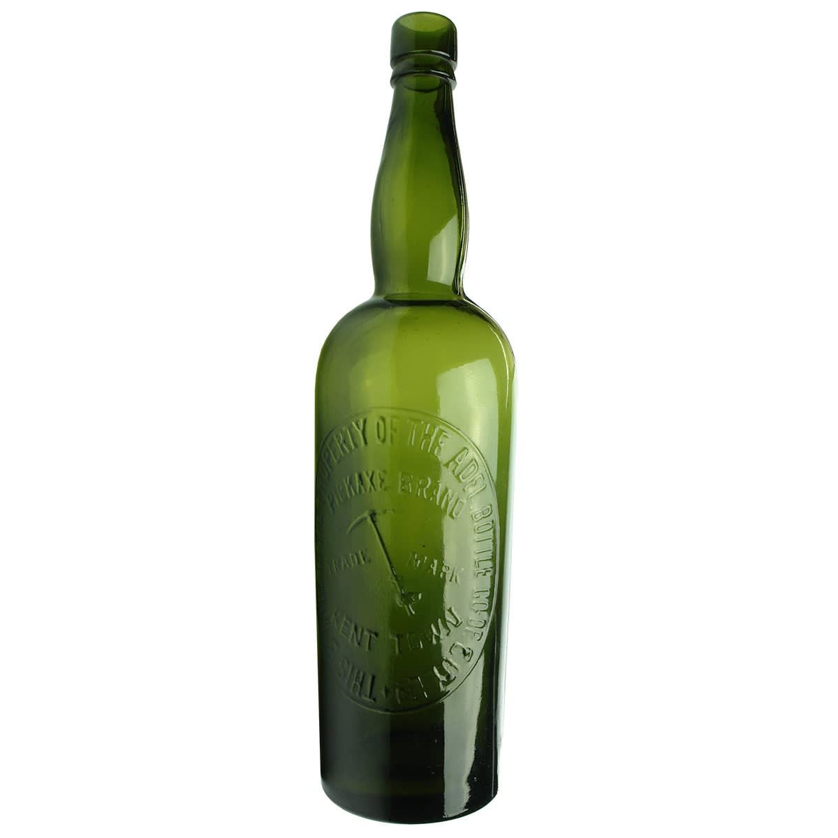 Wine. Pickaxe Brand. Adelaide Bottle Co-operative Company Ltd. Kent Town. Green. 26 oz. (South Australia)