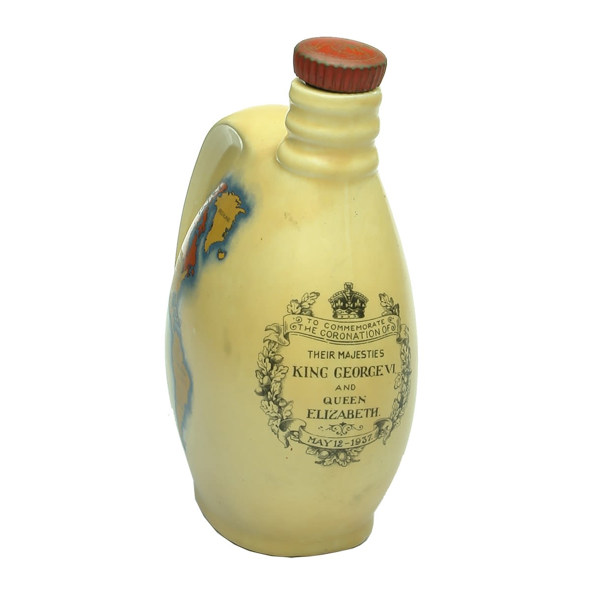 Wine.  Emu commemorating coronation of Queen Elizabeth, 1937. A. J. Wilkinson Royal Staffordshire Pottery.
