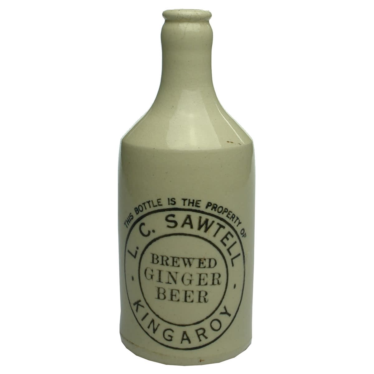Ginger Beer. L. C. Sawtell, Kingaroy. Crown Seal. Fowler, Sydney potter. (Queensland)