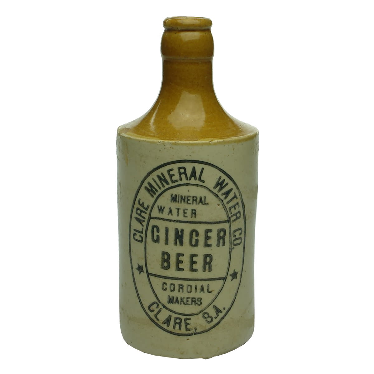 Ginger Beer. Clare Mineral Water Co., Clare. Dump. Crown Seal. Tan Top. (South Australia)