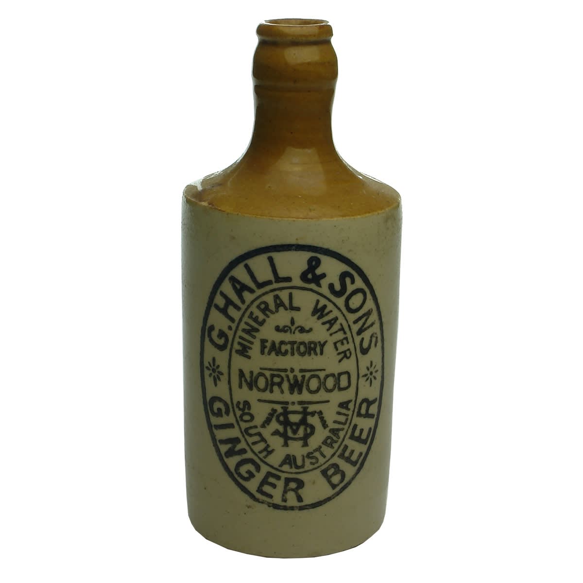 Ginger Beer. G. Hall & Sons, Norwood. Say Stonie. Crown Seal. Tan Top. Dump. (South Australia)