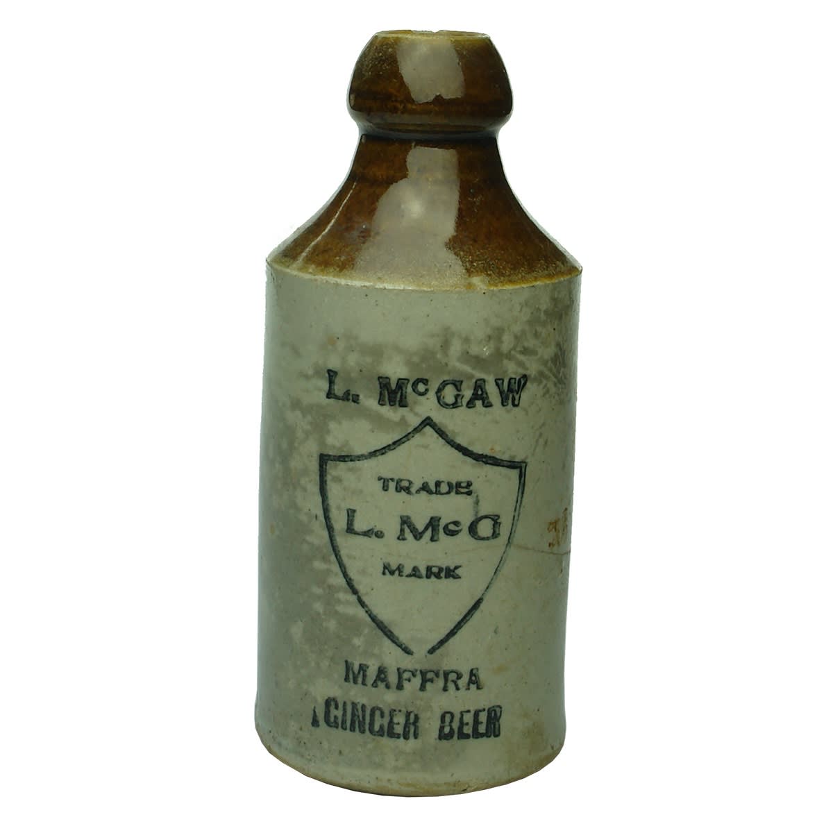 Ginger Beer. L. McGaw, Maffra. Dump. Tan Top. 10 oz. (Victoria)