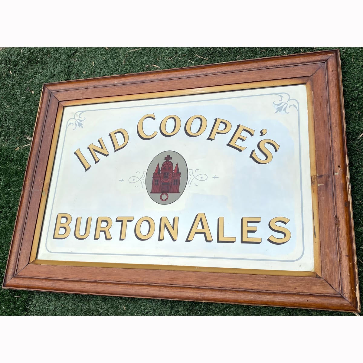 Advertising Mirror. Ind Coope's Burton Ale. Abbey or Castle. (Not for post. Arrangements will have to be made by winning bidder for pickup or courier delivery) (UK)