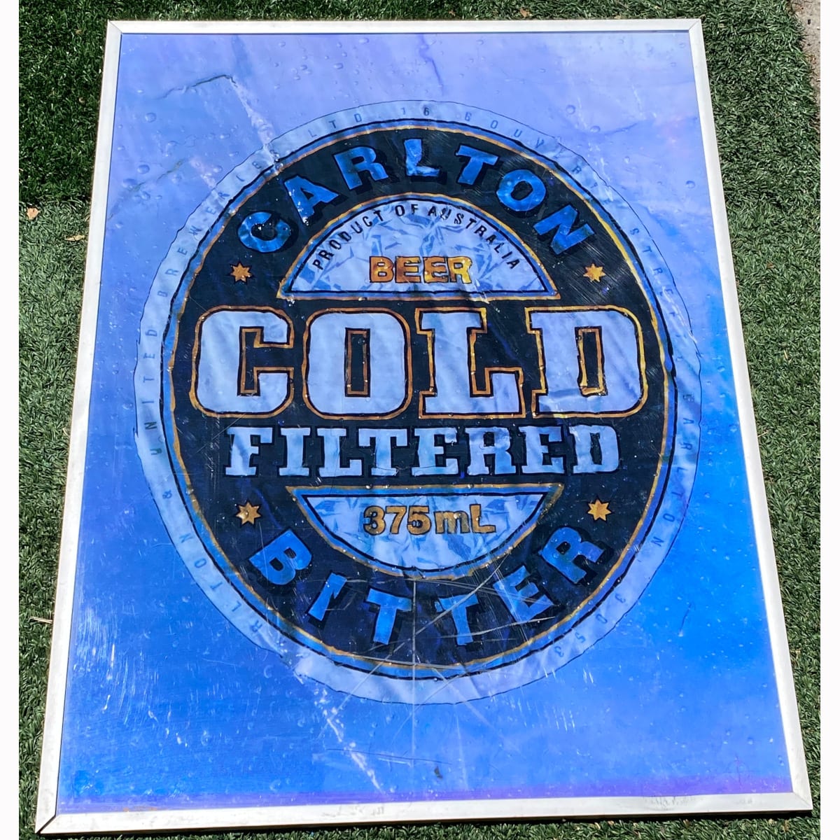Large Perspex Advertising Sign. Carlton Cold Filtered Bitter. (Not for post. Arrangements will have to be made by winning bidder for pickup or courier delivery) (Carlton & United Breweries, Melbourne, Victoria)