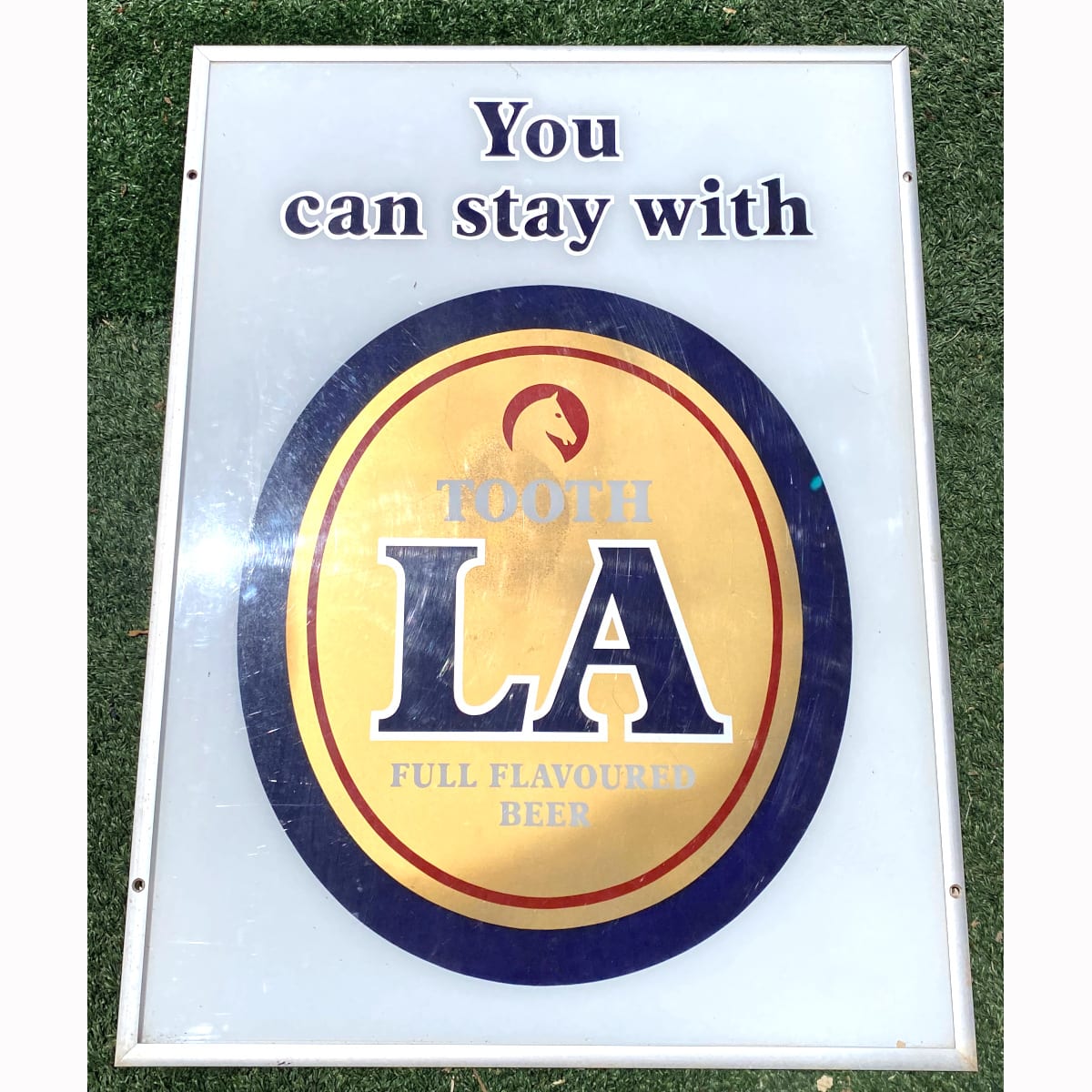 Large Perspex Advertising Sign. You can stay with Tooth LA. Full flavoured beer. (Not for post. Arrangements will have to be made by winning bidder for pickup or courier delivery)  (Sydney, New South Wales)