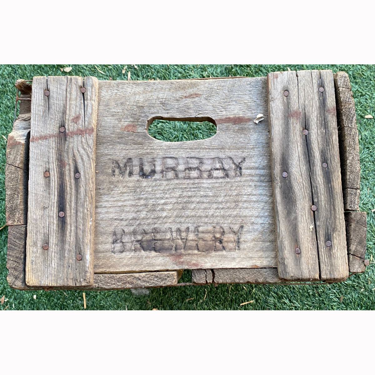 Wooden Crate. Murray Brewery engraved to ends and large white MB to each side. (Not for post. Arrangements will have to be made by winning bidder for pickup or courier delivery)  (Beechworth, Victoria)