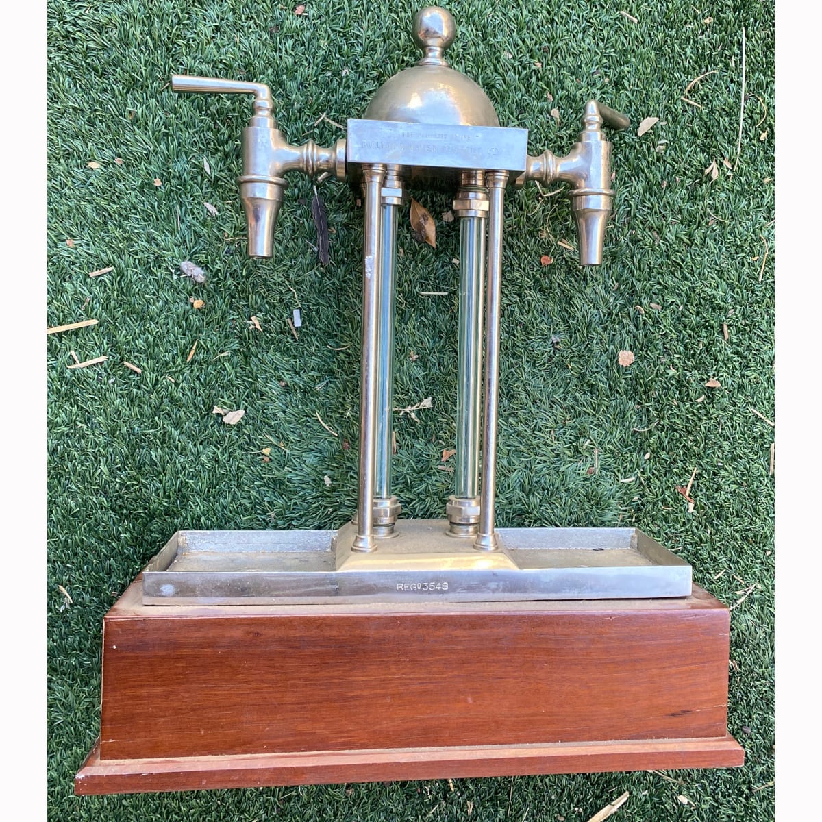 Very heavy steel & glass beer tap apparatus. Carlton & United Breweries Ltd. Regd 3548. (Not for post. Arrangements will have to be made by winning bidder for pickup or courier delivery)  (Victoria)