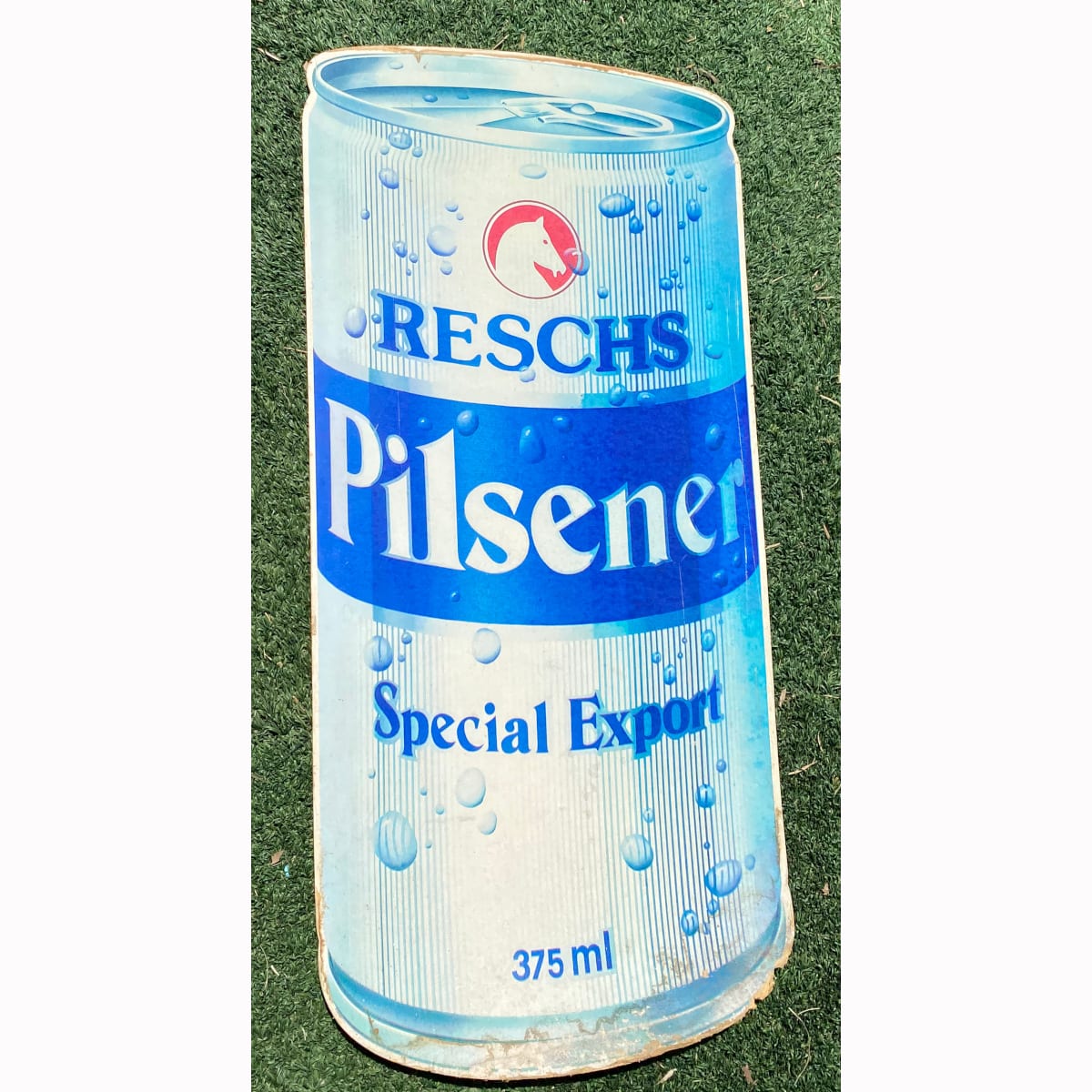 Large Cardboard Sign. Reschs Pilsener Special Export Can cut out. Tooths Breweries. (Not for post. Arrangements will have to be made by winning bidder for pickup or courier delivery)  (New South Wales)