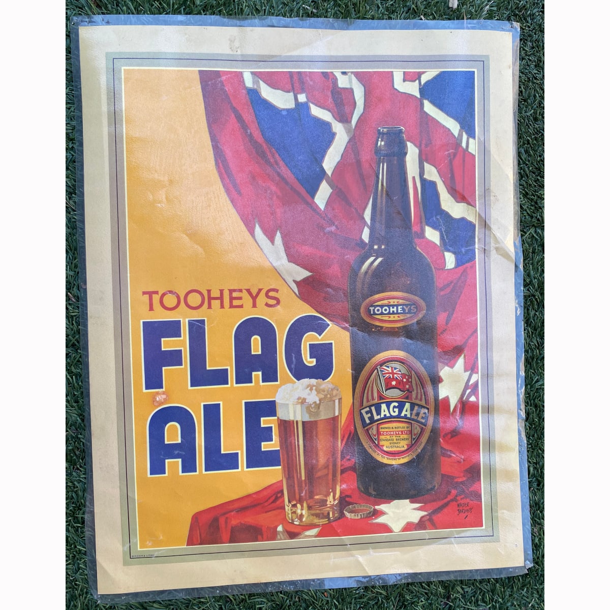 Paper Advertising Poster. Tooheys Flag Ale. Laminated. (Sydney, New South Wales)