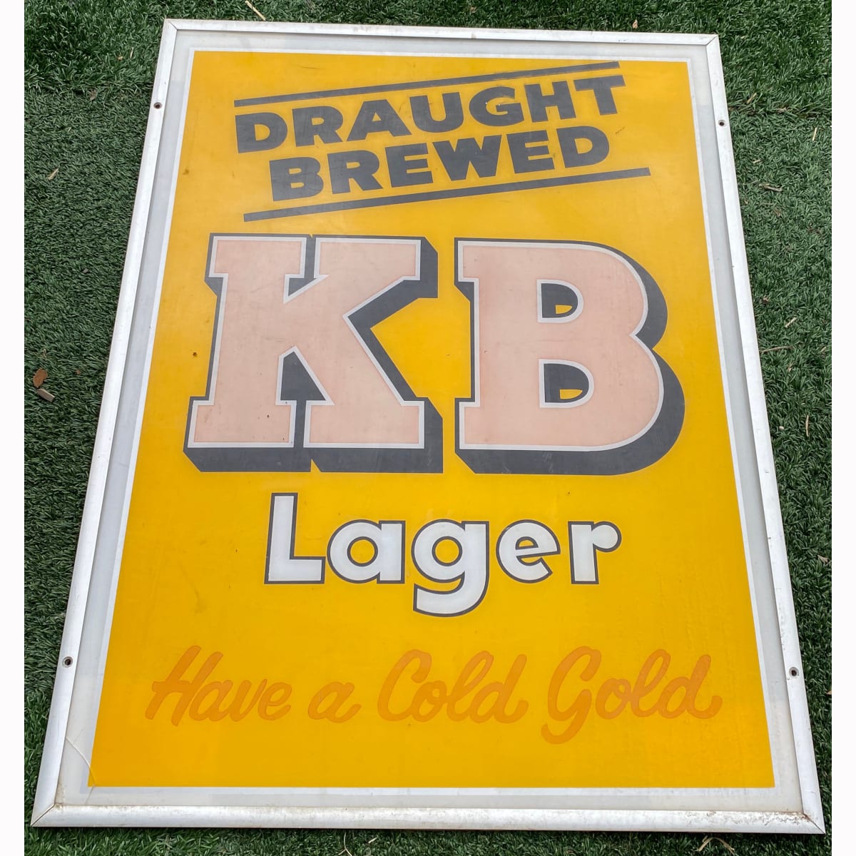 Large Perspex Sign. KB Lager. Draught Brewed. Have a Cold Gold. (Not for post. Arrangements will have to be made by winning bidder for pickup or courier delivery)  (Tooth & Co Ltd., Sydney, New South Wales)