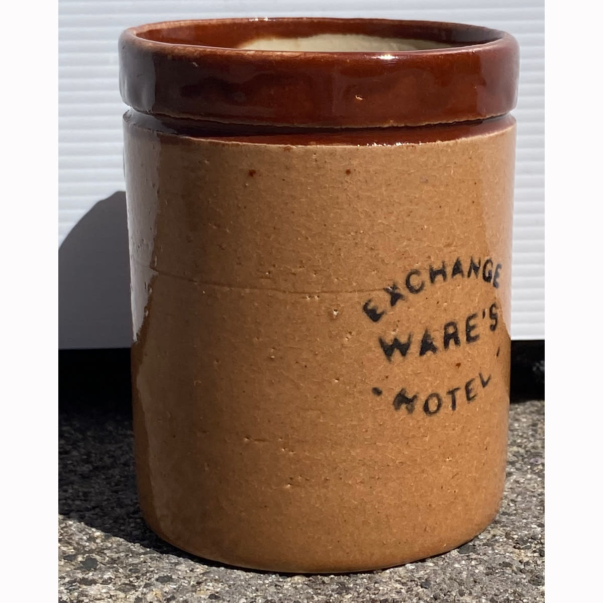 Printed Beer Mug. Ware's Exchange Hotel. Adelaide and/or Kalgoorlie. (South Australia & Western Australia)