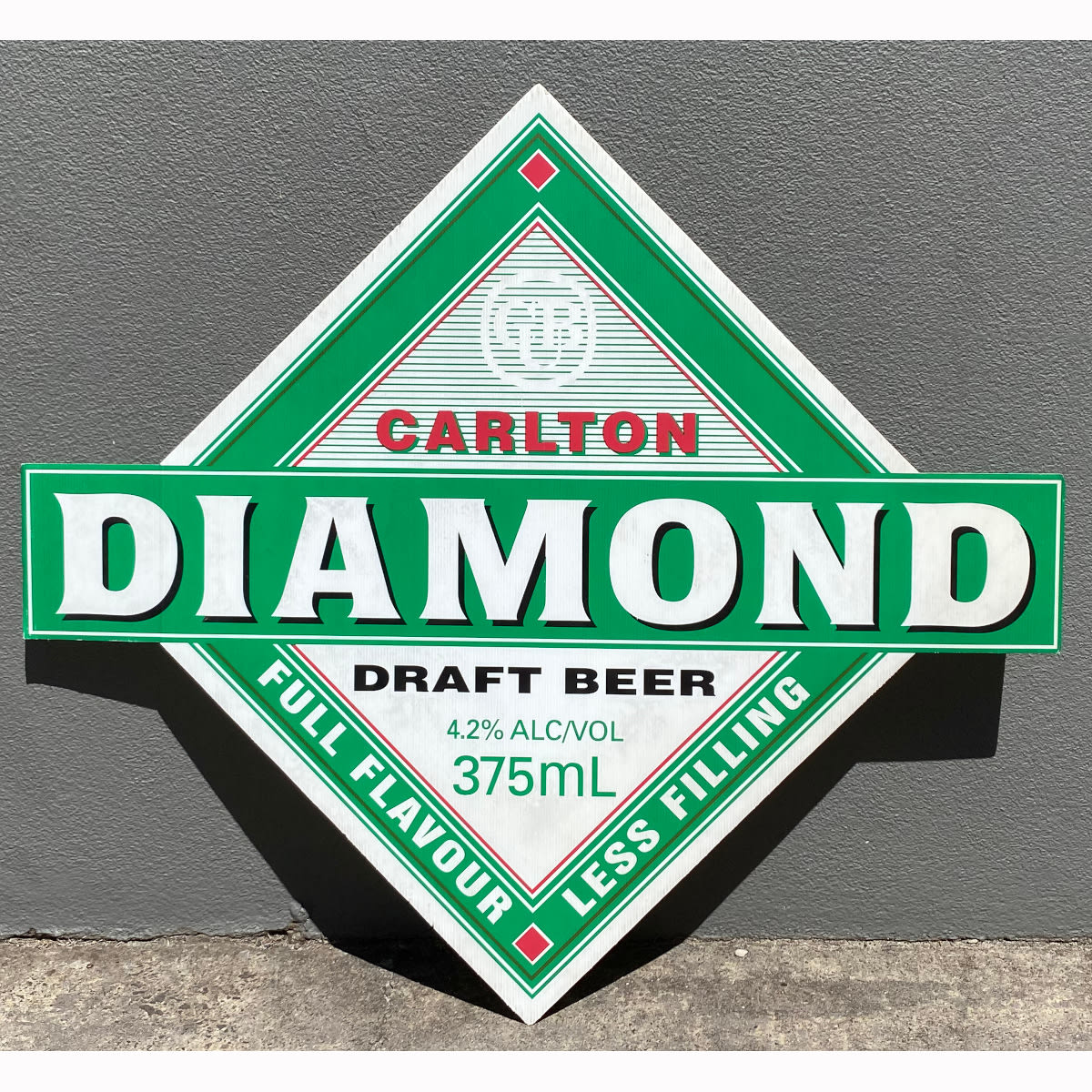Corflute Advertising Sign. Carlton Diamond Draft Beer. CUB. (Not for post. Arrangements will have to be made by winning bidder for pickup or courier delivery)   (Victoria)