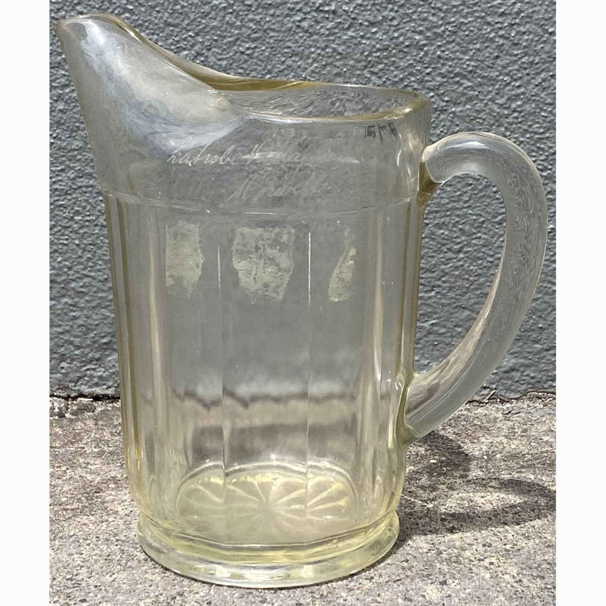 Beer Jug. Hand engraved on one side: Latrobe Valley Hotel, Morwell. (Gippsland, Victoria)