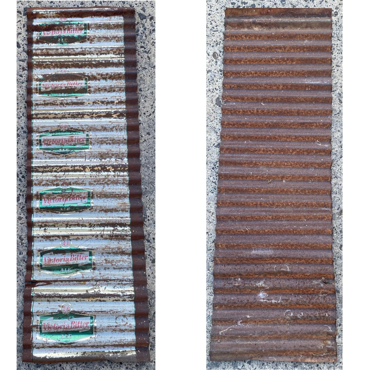 Corrugated tin made from CUB Victoria Bitter Ale can blanks.  (Not for post. Arrangements will have to be made by winning bidder for pickup or courier delivery)