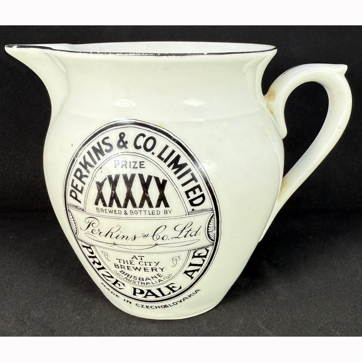 Beer Advertising Water Jug. Perkins City Brewery Brisbane. XXXXX Ale. Perkins & Co Ltd. Prize Pale Ale. (Queensland)