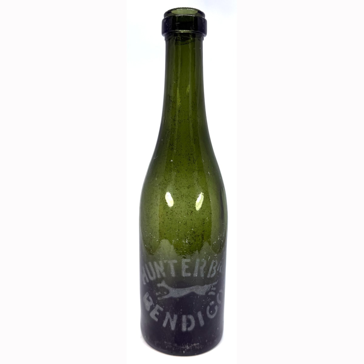 Beer. Hunter Bros., Bendigo. Greyhound. Sandblasted. Half Size Champagne ring seal. (Victoria)