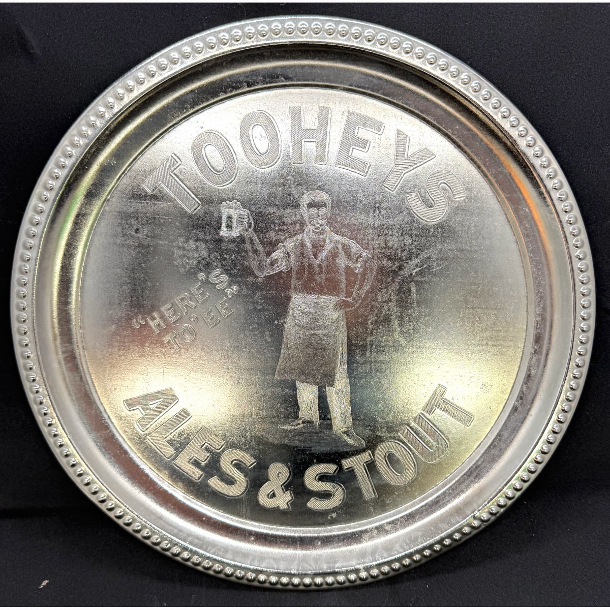 Advertising Serving Tray. Tooheys Ales & Stout. Plated with etched design. (Sydney, New South Wales)