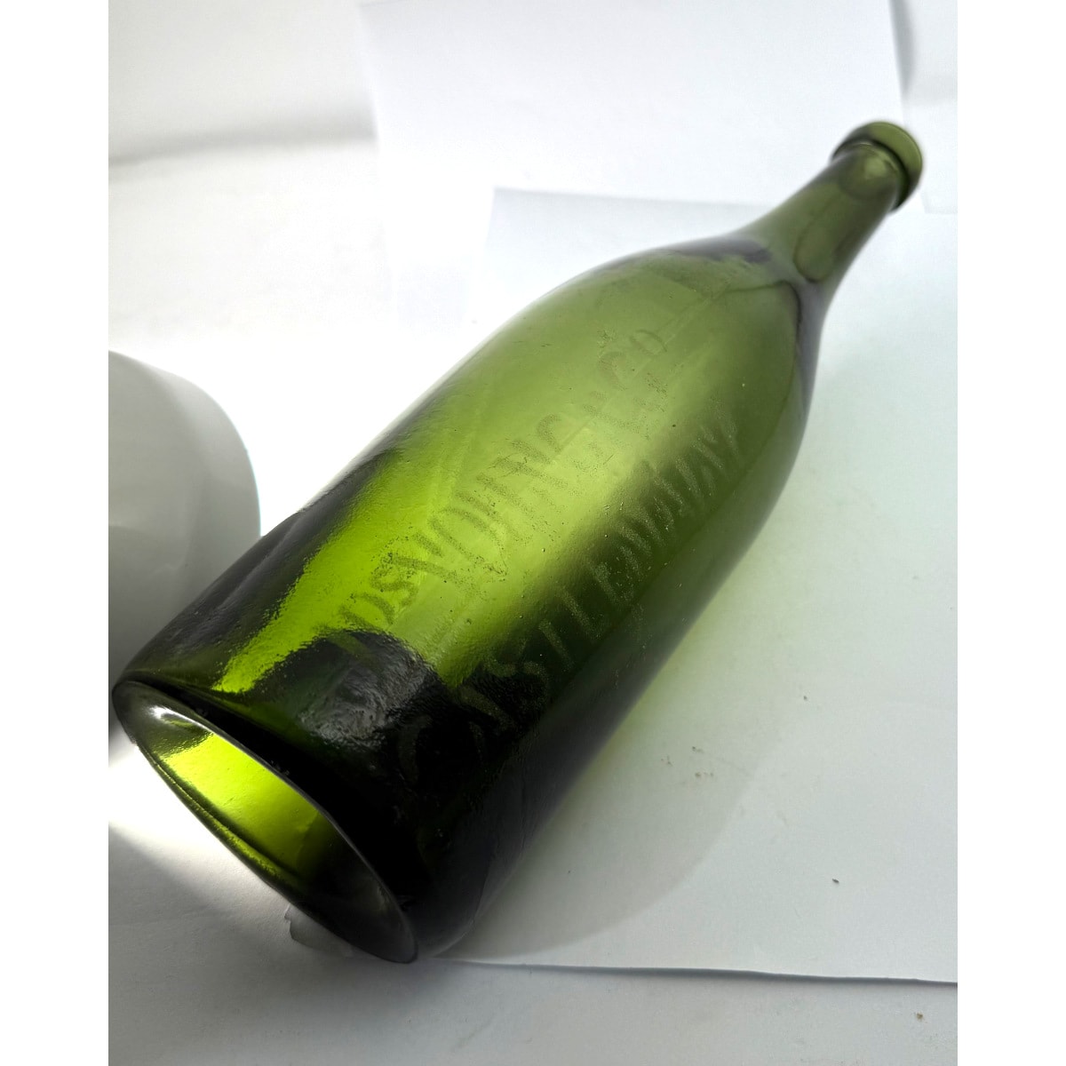 Beer Bottle. Jos Young & Co Castlemaine. Sandblasted in two lines up the bottle. Champagne. 26 oz. (Victoria)