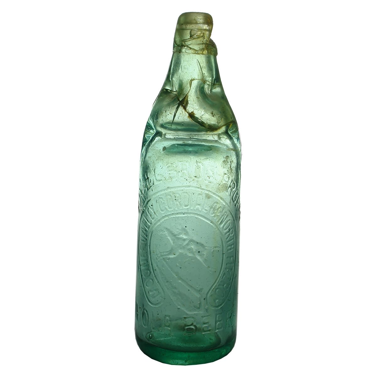 2 26 oz Codds. Yoxall Bros., Moonee Valley Co., North Fitzroy. Kola Beer; Centurona, The Drink of the Century. Damaged/Repaired. (Victoria)